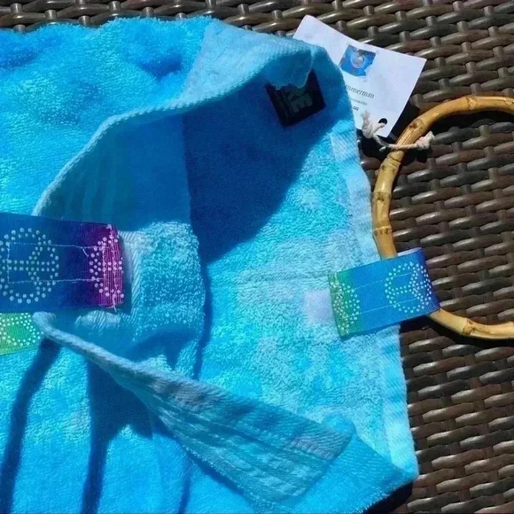 New Beach Towel Bag Surf Sun tie dye Wooden Handles Handmade - Picture 6 of 8